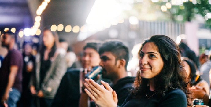 Students at an induction event on campus